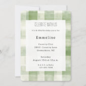 Invitation Western Green Cream Plaid Stripes Pays Anniversair (Devant)