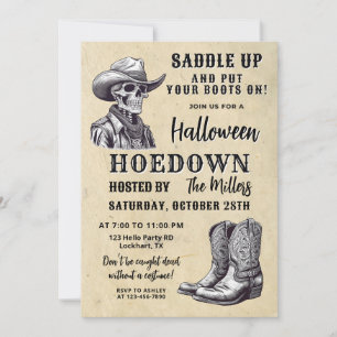 Invitation Western Halloween Party, Éffrayant Cowboy, Hoedown