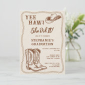 Invitation Western Hand Drawn Cowboy Boots Graduation Party (Debout devant)