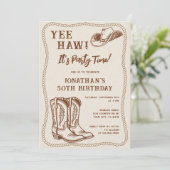 Invitation Western Hand Drawn Cowboy Boots Man Birthday Party (Debout devant)