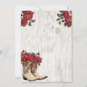 Invitation Western Hoedown Rustique Cowgirl Red Floral Annive (Dos)