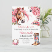 Invitation Western Horse fête d'anniversaire fille fille fill (Debout devant)