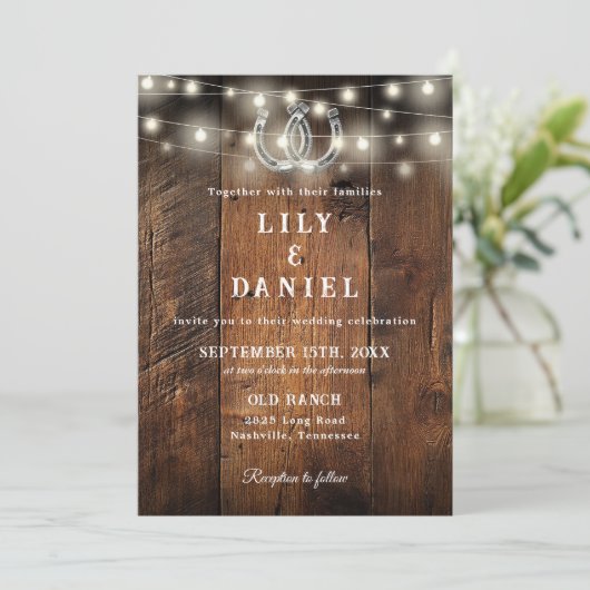 Invitation Western Horseshoes QR Code All In One Wedding (Debout devant)