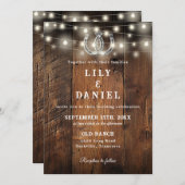 Invitation Western Horseshoes QR Code All In One Wedding (Devant / Derrière)