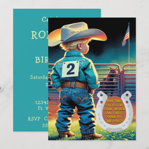 Invitation Western Little Cowboy 2e Anniversaire Rodéo Person