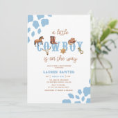 Invitation Western Little Cowboy Photo Baby Boy Douche (Debout devant)