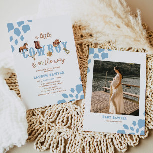 Invitation Western Little Cowboy Photo Baby Boy Douche