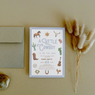 Invitation Western Little Cowboy Photo Baby Boy Douche