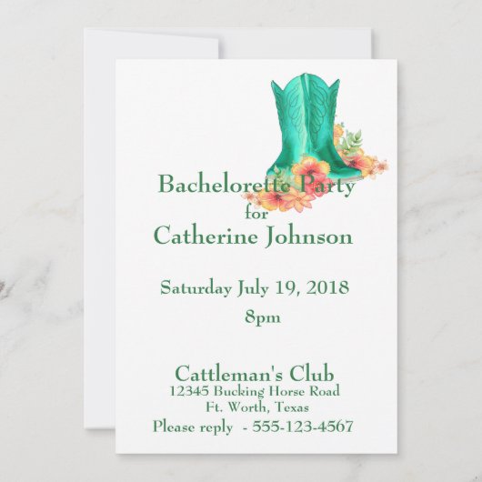Invitation Western Mariage Bachelorette Party Custom (Dos)