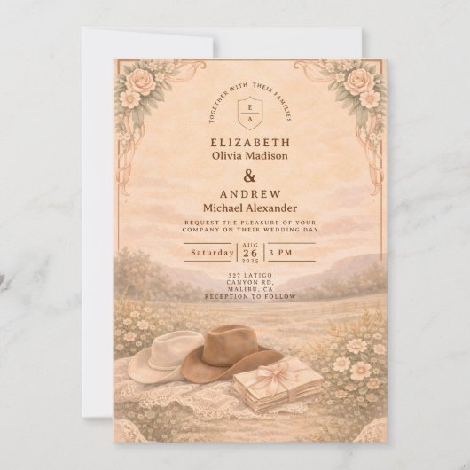 Invitation Western Meadow Keepsake Wedding (Devant)