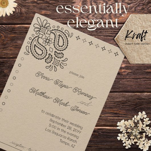 Invitation Western Modern Simple Noir et blanc