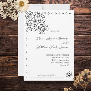 Invitation Western Modern Simple Noir et blanc