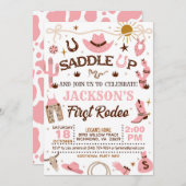Invitation Western Mon premier rodéo fille d'anniversaire (ro (Devant / Derrière)