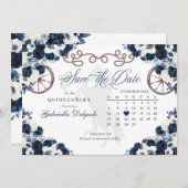 Invitation Western Navy Blue Charro Quinceañera Enregistrer L (Devant / Derrière)