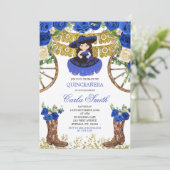 Invitation Western Navy Blue et Gold Charra 15 Anos (Debout devant)