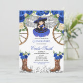 Invitation Western Navy Blue et Silver Charra 15 Anos (Debout devant)