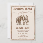 Invitation Western Nothing Fancy Just Love Hand-Drawn wedding (Devant)