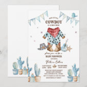 Invitation Western Our Little Cowboy Rodeo Baby shower (Devant / Derrière)