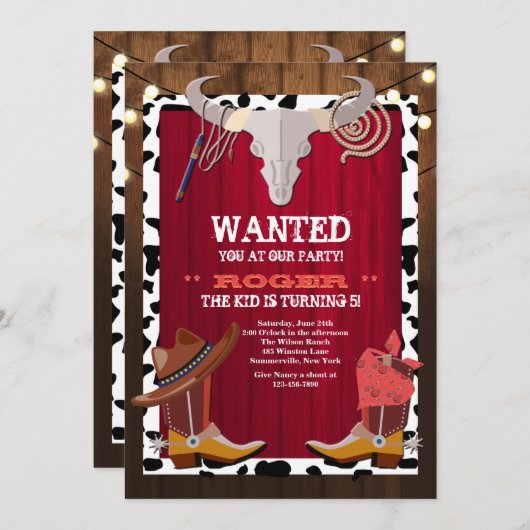 Invitation Western Party (Devant / Derrière)