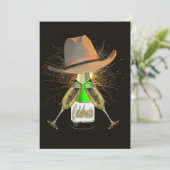 Invitation Western Party Cowboy Casquette Champagne Fireworks (Debout devant)