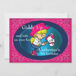 Invitation Western Party Dessin Dessin Cowgirl Sur Stick Hors