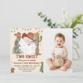 Invitation Western Père Noël Cookies Two Sweet Christmas Phot (Debout devant)