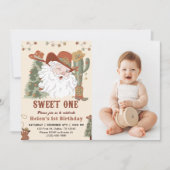 Invitation Western Père Noël Sweet une photo d'anniversaire d (Devant)