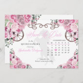 Invitation Western Pink Charro Quinceañera Enregistrer La Dat (Devant / Derrière)