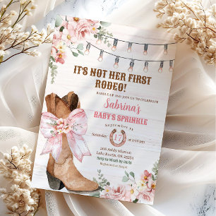 Invitation Western Pink Pas Son Premier Rodéo Baby Sprinking