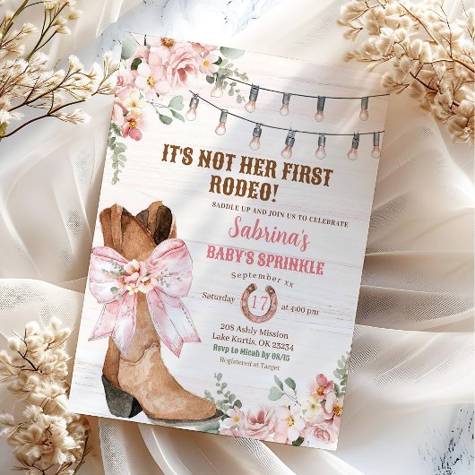 Invitation Western Pink Pas Son Premier Rodéo Baby Sprinking