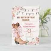 Invitation Western Pink Pas Son Premier Rodéo Baby Sprinking (Debout devant)