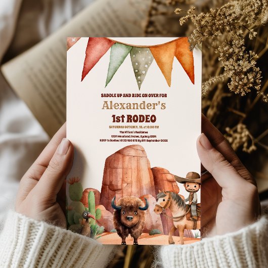 Invitation Western Premier anniversaire Rodeo bébé garçon