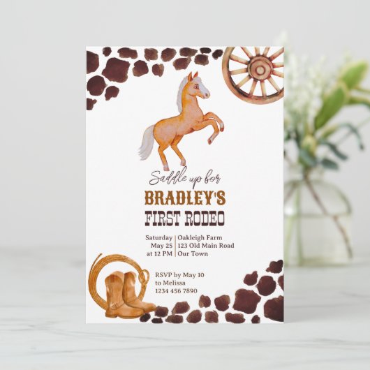 Invitation Western premier rodéo saddup cheval fête d'anniver (Debout devant)