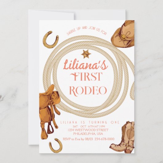 Invitation Western Premier Rodeo Wild West Cowboy rose Annive (Devant)