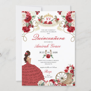 Invitation Western Pretty Red Charro Cowgirl Quinceañera