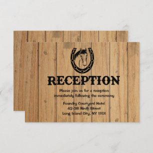 Invitation Western Réception Horse Bois Mariage rustique