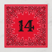 Invitation Western Red Bandana Carré Numéro de la table du Ma (Dos)