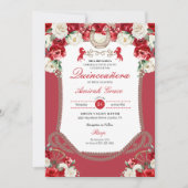 Invitation Western Red Roses Charro Cowgirl Quinceañera (Devant)