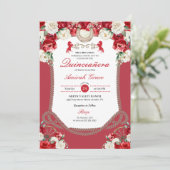 Invitation Western Red Roses Charro Cowgirl Quinceañera (Debout devant)