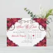 Invitation Western Red Roses Charro Quinceañera Enregistrer L (Debout devant)