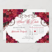 Invitation Western Red Roses Charro Quinceañera Enregistrer L (Devant / Derrière)