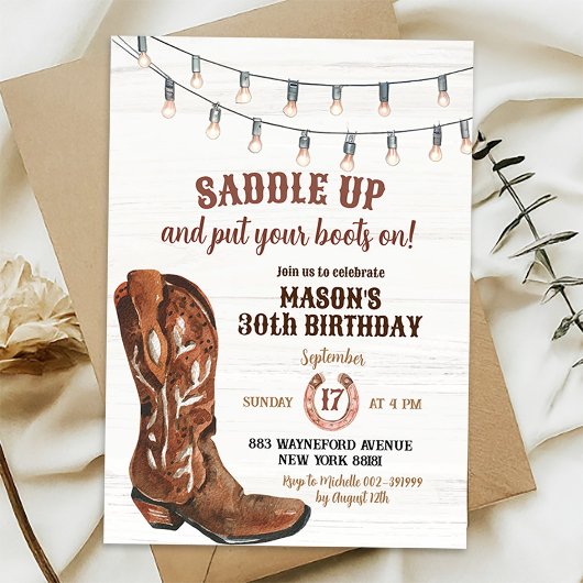 Invitation Western Rodeo Cowboy Bottes Anniversaire Invitatio