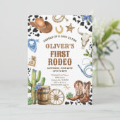 Invitation Western Rodeo Cowboy First Rodeo 1st Birthday (Debout devant)