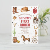 Invitation Western Rodeo Cowboy First Rodeo 1st Birthday (Debout devant)