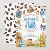 Invitation Western Rodeo Cowboy First Rodeo 1st Birthday (Devant / Derrière)