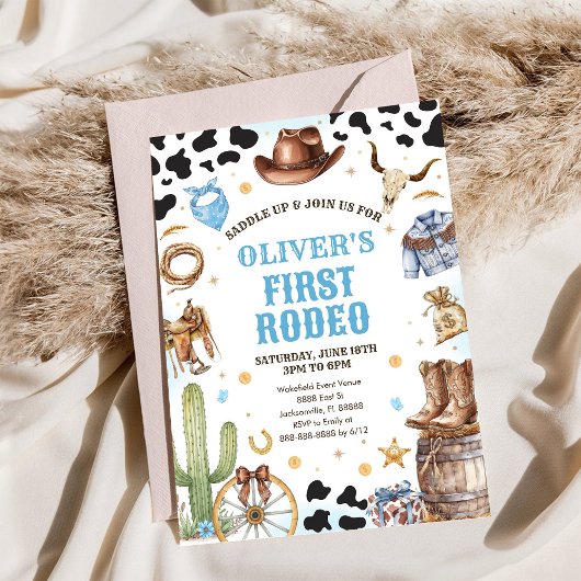 Invitation Western Rodeo Cowboy First Rodeo 1st Birthday