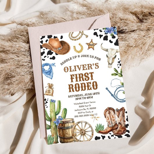 Invitation Western Rodeo Cowboy First Rodeo 1st Birthday