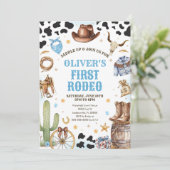 Invitation Western Rodeo Cowboy First Rodeo 1st Birthday (Debout devant)