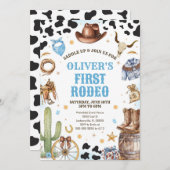 Invitation Western Rodeo Cowboy First Rodeo 1st Birthday (Devant / Derrière)
