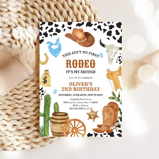 Invitation Western Rodeo Cowboy Second Rodeo 2nd Birthday